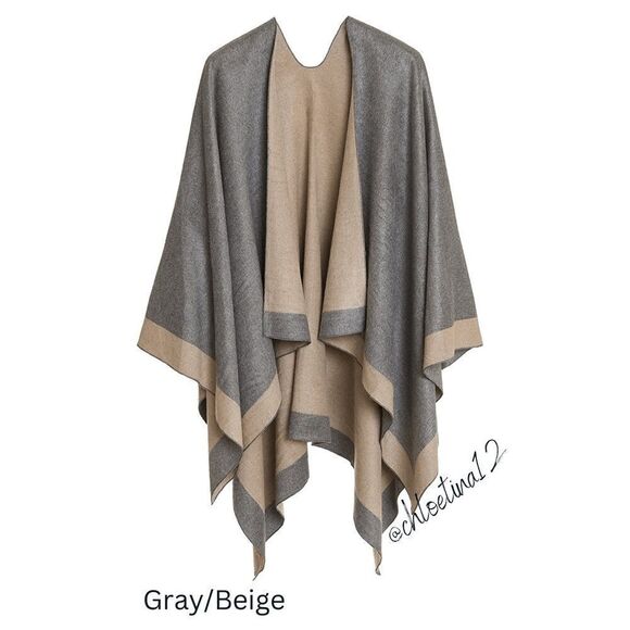 New Luxe Reversible Wrap Shawl Poncho Cardigan - Picture 12 of 16